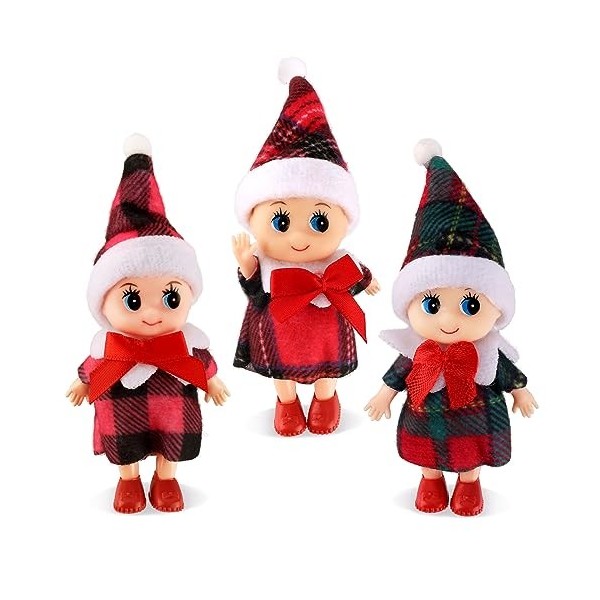 QKURT 3 Pcs Poupée Elfe de Noël,Poupée Elfe de Noël Bébé Poupée Elfe Bébé de Noël,Bébé Poupée Elfe,Poupées Elfes de Noël pour