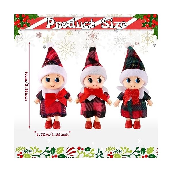 QKURT 3 Pcs Poupée Elfe de Noël,Poupée Elfe de Noël Bébé Poupée Elfe Bébé de Noël,Bébé Poupée Elfe,Poupées Elfes de Noël pour