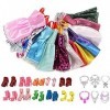 Gintdinpu Ensemble de 26 vêtements et Accessoires pour poupée Barbie, 10 Robes + 10 Chaussures + 6 Bijoux, Tenues de Mode, Co