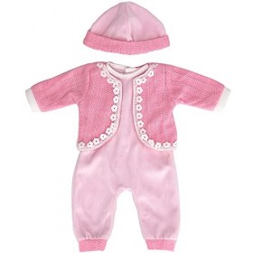 ZWOOS Vêtements de Poupée pour New Born Baby Poupée, Tenue de poupée en Laine Doux avec Chapeau pour Poupée 35-45 cm Rose 