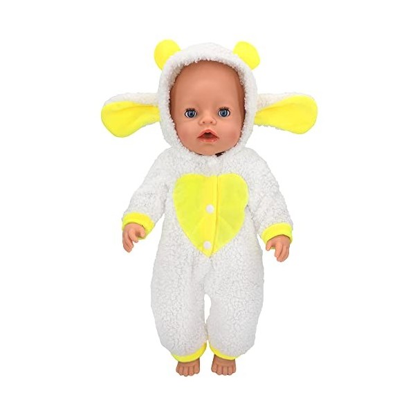 ZWOOS Vêtements de poupée 35-43 cm, Adorable Pyjama Compatible avec Baby Born, Baby Annabell, Nenuco et Plus Blanc et Jaune 