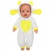 ZWOOS Vêtements de poupée 35-43 cm, Adorable Pyjama Compatible avec Baby Born, Baby Annabell, Nenuco et Plus Blanc et Jaune 