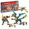 LEGO 71796 Ninjago Le Dragon Élémentaire Contre Le Robot de l’Impératrice, Grand Jouet de Construction avec Figurines et 6 Mi