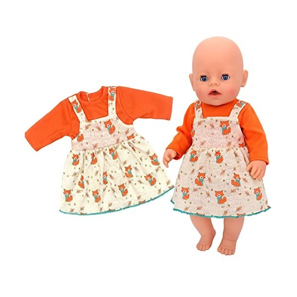 Festfun Vêtement de Poupée 36cm Robe Salopette Habit pour New Born Poupée Baby Annabell Habit Poupée Poupon 36cm Poupée Non I