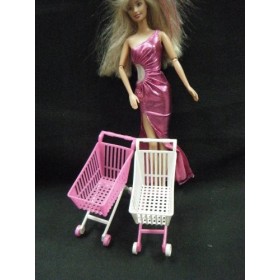 Fat-catz-copy-catz 2X Plastique Poupée Taille Meubles Accessoires Shopping Chariot Poupée Non Incluse 
