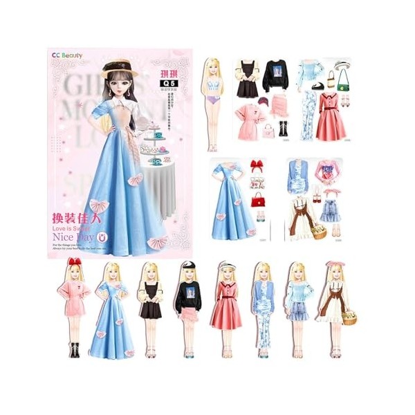 Poupée En Papier Magnétique Princesse Avec Costumes – Jeu Créatif Pour Filles, Taille 27x18,5 Cm, Idéal Voyage Et Cadeau