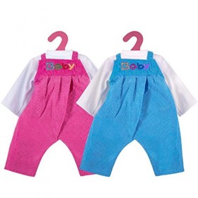 ZWOOS Vêtements de Poupée pour New Born Baby Poupée, Tenues et Salopette pour 18" Poupée 35-45 cm , Ensemble de 2