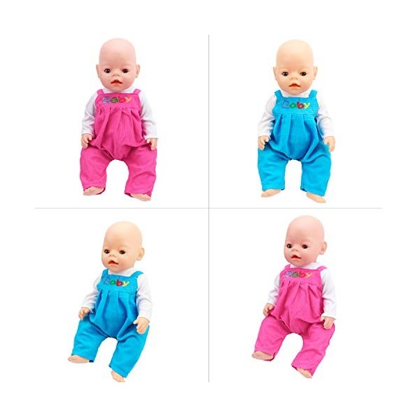 ZWOOS Vêtements de Poupée pour New Born Baby Poupée, Tenues et Salopette pour 18" Poupée 35-45 cm , Ensemble de 2