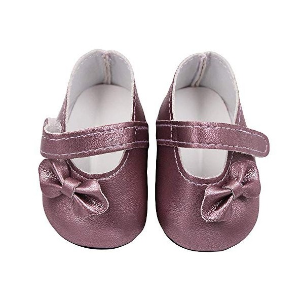 Aeromdale Chaussures de poupée PU avec nœud pour poupées américaines de 46 cm - Violet - 1 paire