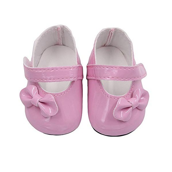 Aeromdale Chaussures de poupée PU avec nœud pour poupées américaines de 46 cm - Violet - 1 paire
