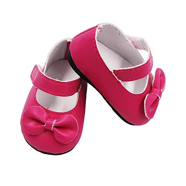 Aeromdale Chaussures de poupée PU avec nœud pour poupées américaines de 46 cm - Violet - 1 paire