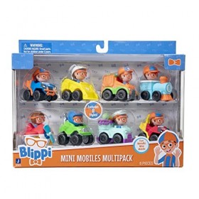 Blippi- Lot de 8, Comprend 1 Mobile Unique de 2" et 7 Mini téléphones Portables de 2" aux Couleurs Vives, BLZ0075, Multicolor