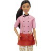 Barbie Métiers poupée Cheffe Brune avec Veste Rose, Pantalon à imprimé pâtes, Toque et 2 Accessoires, Jouet pour Enfant, GTW3