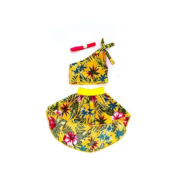 GIVBRO Vêtements de poupée pour poupée de 45,7 cm, robe de poupée avec fleurs imprimées, haut et jupe, accessoires de costume