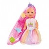 Simba 105733505 Evi Love Poupée Princesse Arc-en-Ciel avec Cheveux Longs, 4 Pinces à Cheveux et Brosse 12 cm pour Les Enfants