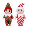 Lot de 2 mini poupées elfes de Noël sur létagère - Petite poupée delfe de Noël pour filles et garçons - Jouet minuscule pou
