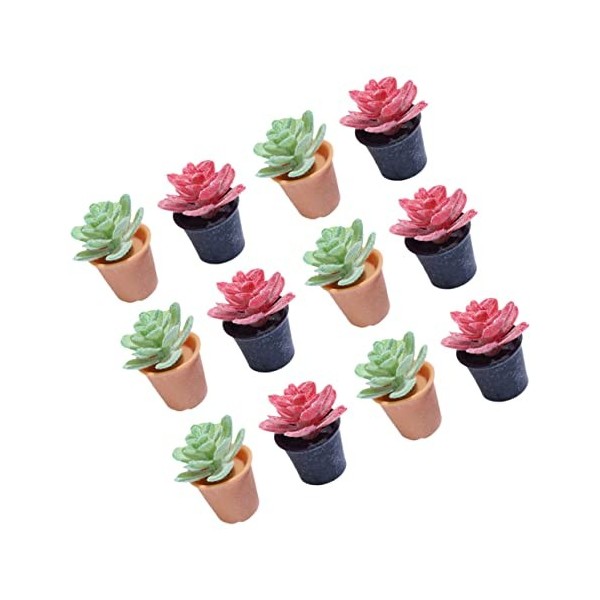 Toyvian 12 Pièces Plante en Pot De Maison De Poupée Fleurs Artificielles Miniatures Faux Cactus Fausses Plantes Mini Succulen