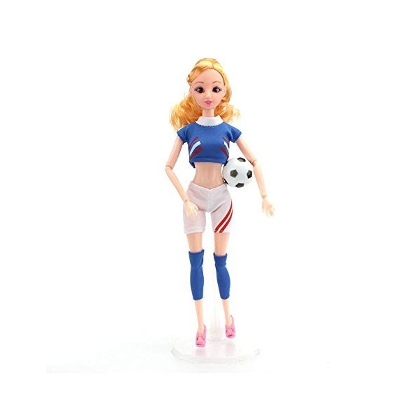 Uteruik Poupée fille 12 articulations de 29 cm avec t-shirt, jupe, legging - Costume de football - Cadeau danniversaire C 