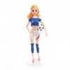 Uteruik Poupée fille 12 articulations de 29 cm avec t-shirt, jupe, legging - Costume de football - Cadeau danniversaire C 