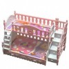 Lit superposé de poupée, Miniature Dollhouse Double Couches Lit avec escaliers, Small Doll House Furniture for Doll House Dec