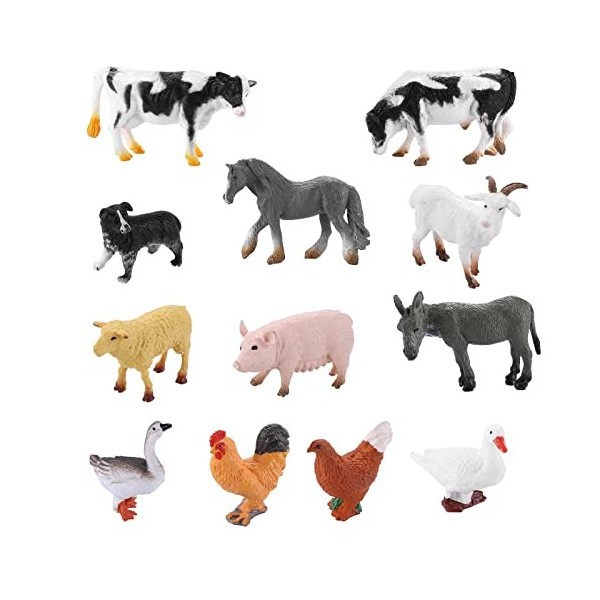 Mini Figurines D'animaux De La Ferme, Peintes à La Main Réalistes 12 Pièces  Couleurs Vives Apparence Naturelle Modèles D'animaux Miniatures Pour 3 Ans  Et Plus 