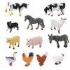 cobee Figurines danimaux de la ferme, 12 pièces réalistes , jouets de simulation danimaux de la ferme, cadeaux de fête, jou