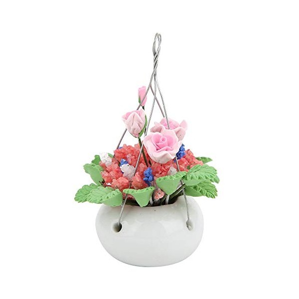 Jopwkuin Fleur en Pot Suspendue Miniature, décoration dempotage de Maison de poupée délicate et Belle pour poupées de bébé p