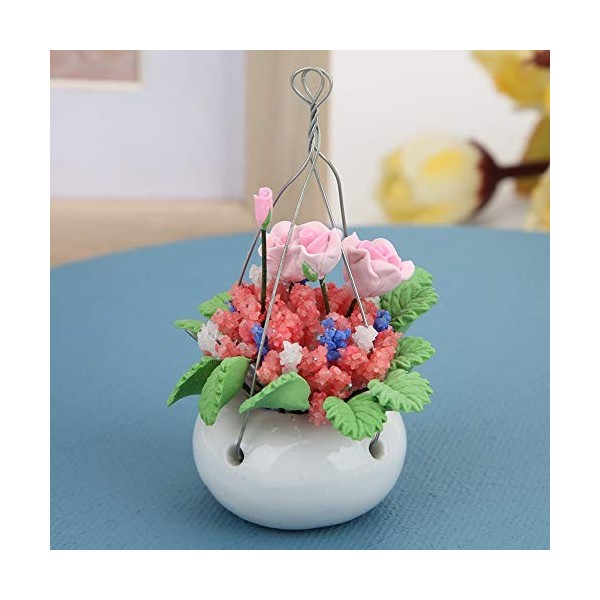 Jopwkuin Fleur en Pot Suspendue Miniature, décoration dempotage de Maison de poupée délicate et Belle pour poupées de bébé p