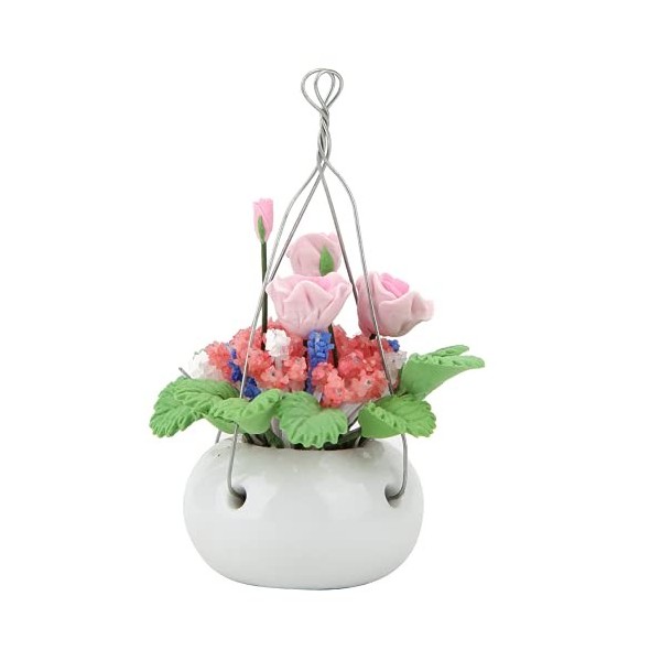 Accessoires de Maison de poupée, Maison de poupée Portable et légère à léchelle 1/12, Fleur en Pot Suspendue, délicate et Be