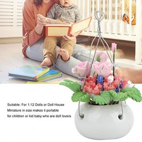 Surebuy Décoration dempotage de Maison de poupée, Fleur en Pot Suspendue Miniature vive et réaliste, Portable et légère pour