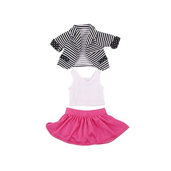 Uteruik Vêtements de poupée pour poupée American Girl de 46 cm - Tenue décontractée - Manteau et t-shirt à rayures - Accessoi