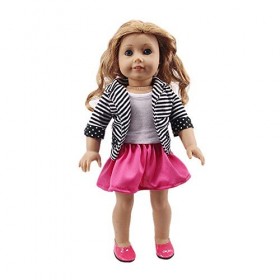 Uteruik Vêtements de poupée pour poupée American Girl de 46 cm - Tenue décontractée - Manteau et t-shirt à rayures - Accessoi