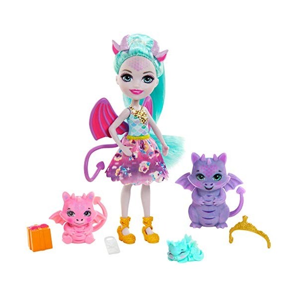 Enchantimals Royals mini-poupée Falon Phénix, figurine animale Sunrise et accessoires, jouet pour enfant, GYJ04
