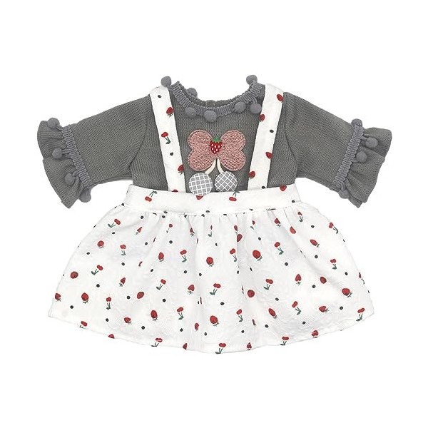 ZWOOS Vêtements de Poupée 35-43 cm, Robe avec Imprimé Fraise Compatible avec Baby Born, Baby Annabell, Nenuco et Plus, Cadeau