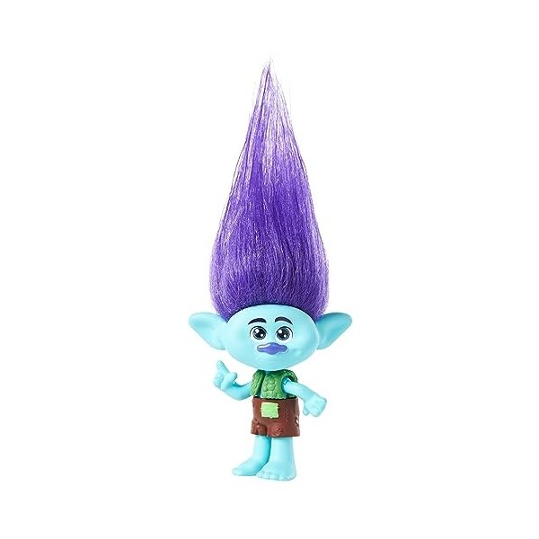 Trolls 3, Figurine Branche Aux Cheveux Éclatants avec Tenue Amovible, 5 Articulations, À Collectionner, Jouet Enfant, A Parti