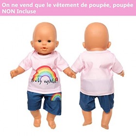 Festfun Vêtement pour Poupée Poupon Set Vêtement Arc-en-Ciel de Habit dété pour Poupée 36cm Poupée Non Incluse 