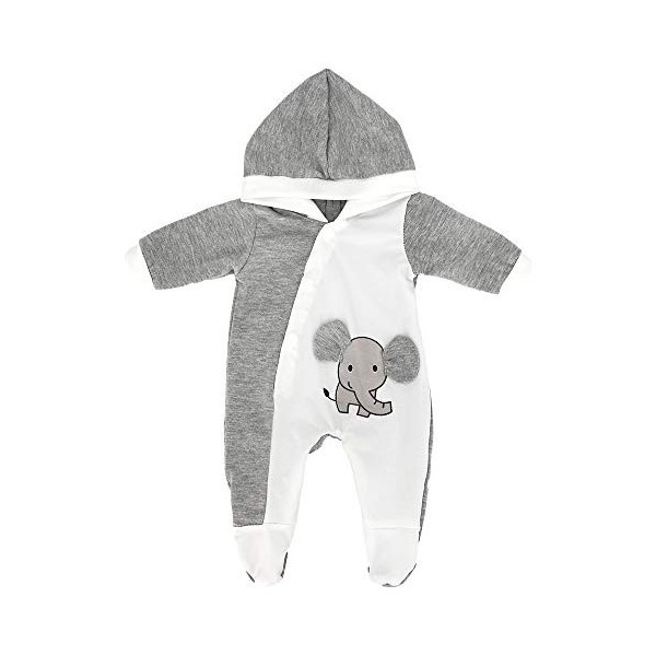 ZWOOS Vêtements de Poupée pour New Born Baby Poupée, Pyjama à Capuche pour Poupée 35-43 cm Éléphant Gris 