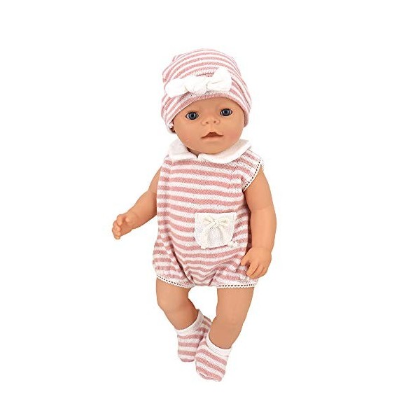 ZWOOS Vêtements de Poupée pour New Born Baby Poupée, Tenue de poupée avec Chapeau et Chaussettes pour Poupée 35-45 cm