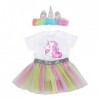 ZWOOS Vêtements de Poupée pour New Born Baby Poupée, Barboteuse Licorne et Jupe et Bandeau pour Poupée 35-45 cm, Lot de 3