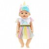 ZWOOS Vêtements de Poupée pour New Born Baby Poupée, Robe Licorne avec Bandeau pour Poupée 35-43 cm