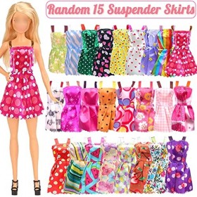 42pcs Vêtements et Accessoires pour Poupées, 15 Jupes avec Bretelles 10 Chaussures 12 Bijoux 5 Sacs Compatible avec 11,5 Pouc