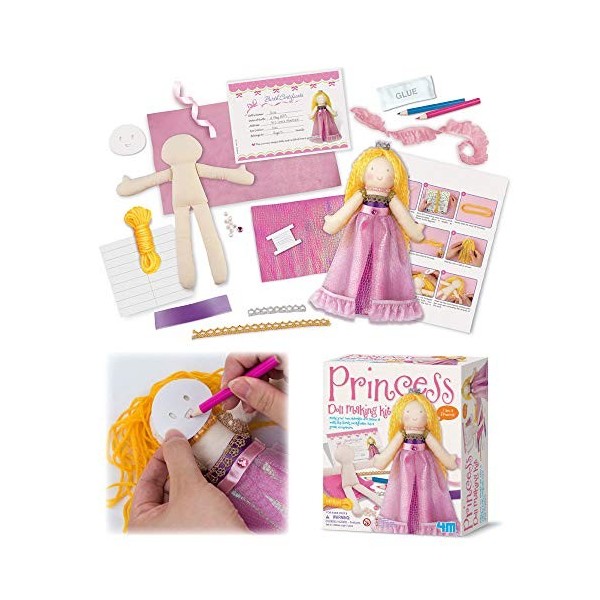 Dam - 4M - 5602746 - Loisir Créatif - Broderie - Crea Doll Making Kit - Creez Une Poupée Princesse