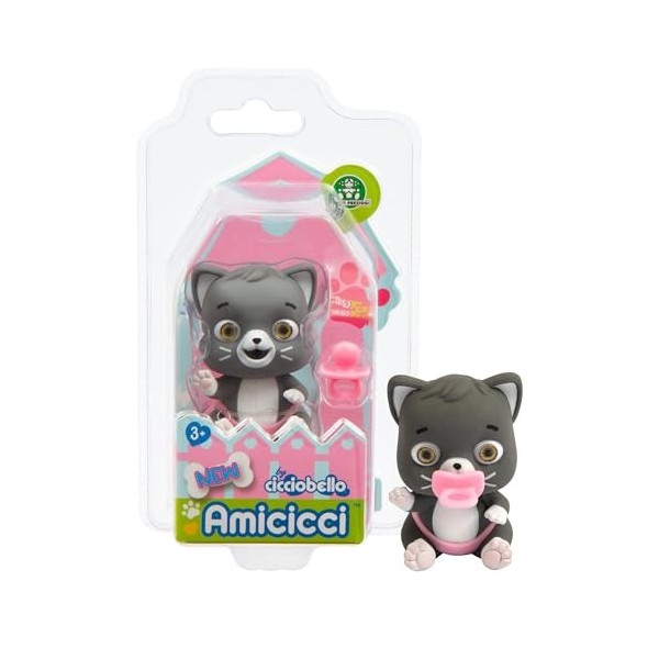 CICCIOBELLO Amicicci, Animal CicciPets avec Accessoires, Super Doux, Modèle Chat Gris, Jouet pour Enfants dès 3 Ans, GIOCHI P