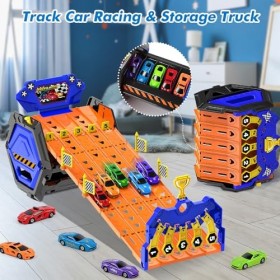 VATOS 5-Spur Voiture de Course Transport Camion Jouets pour Garçons de 3, 4, 5, 6, 7 Ans, Voiture de Course Portable avec 5 V