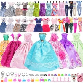 QJFHURB 48 Pcs Vêtement & Accessoire De Poupée Vetement Poupee Accessoire Barby Vetement Poupee 16 Tenues 10 Paires De Chauss