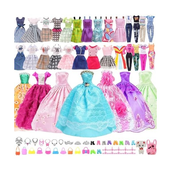 QJFHURB 48 Pcs Vêtement & Accessoire De Poupée Vetement Poupee Accessoire Barby Vetement Poupee 16 Tenues 10 Paires De Chauss