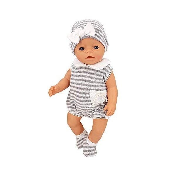 ZWOOS Vêtements de Poupée pour New Born Baby Poupée, Tenue de poupée avec Chapeau et Chaussettes pour Poupée 35-45 cm