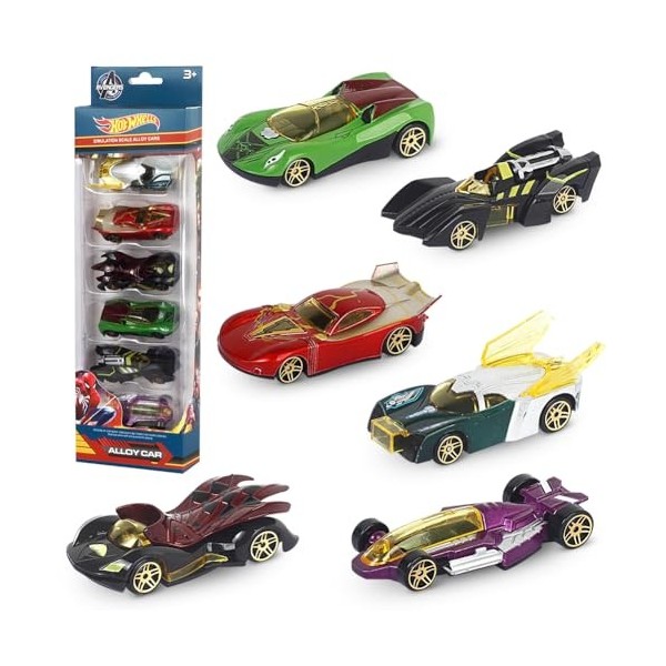 Ksopsdey Super-Héros Mini Véhicules Super-Héros Jouet Voitures Modèle,Voiture de Course Métal Voiture Modèle Jouet Enfant pou