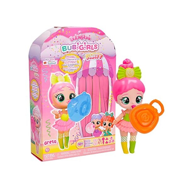 IMC Toys BUBIGIRLS Greta | Poupée Surprise à Collectionner à Habiller Qui gonfle Les Ballons avec 12 Accessoires – Jouet Cade