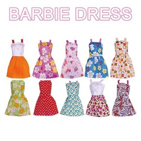 WKRTDY Ensemble de 32 pièces pour Poupée - Vêtements et Accessoires Comprenant 10 Mini Robes, 10 Paires de Chaussures et 12 A